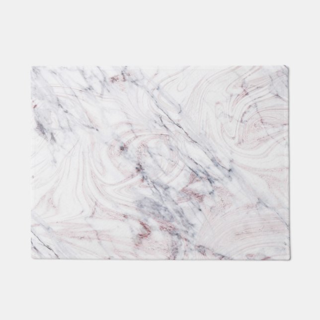 Paillasson Touche de marbre blanc et gris Rose Chic tendance (Devant)