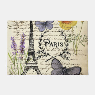 Paillasson tour eiffel de paris, papillon rustique vintage
