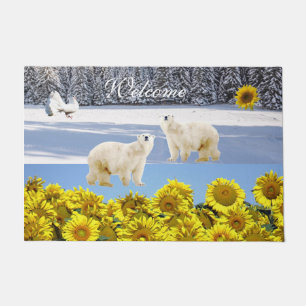 Paillasson Tournesol Floral Ours Polaire Door Mat