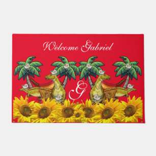 Paillasson Tournesol Floral Rouge Dinosaure Porte Mat