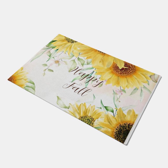 Paillasson Tournesols d'automne avec texte personnalisable  (Incliné)