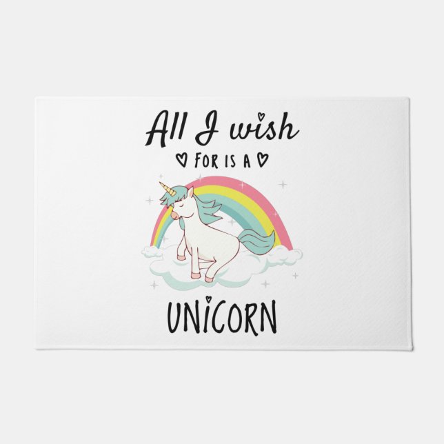 Paillasson Tout ce que je souhaite est une licorne (Devant)