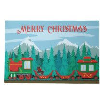 Train de Noël et petit chien