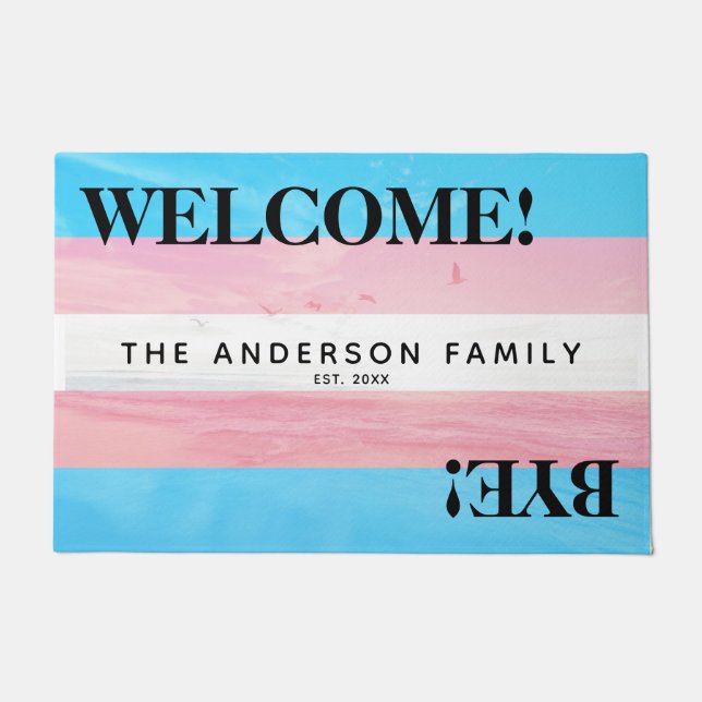 Paillasson Transgender Flag Beach Accueil personnalisé (Devant)