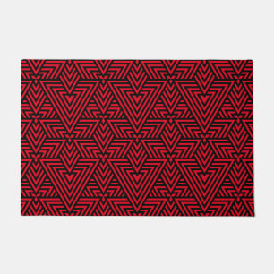Paillasson Triangle Art déco rouge et noir Motif répétitif