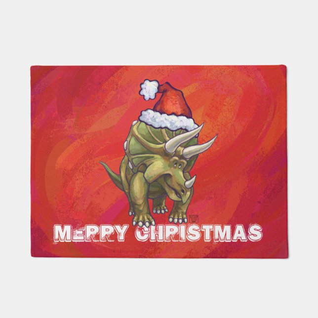 Paillasson Tricératops Noël En Rouge (Devant)