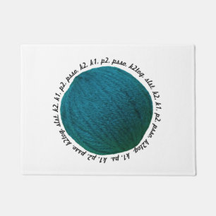 Paillasson Tricot Lingo Yarn Ball Turquoise ・ Artisanat