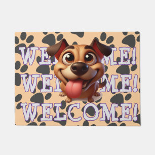 Paillasson Triple Bienvenue Eager Chien Pawprint Drôle