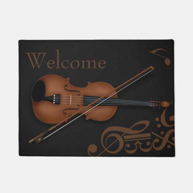 Paillasson Trompe L'oeil Violon & Bow Elégant noir Personnali (Devant)