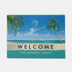 Paillasson Tropical Beach House Nom de famille Bienvenue