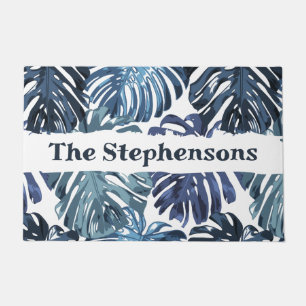 Paillasson Tropical Blue Palm Feuilles Nom de famille