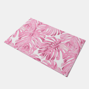 Paillasson Tropical Pastel Pink Jungle Motif Feuille