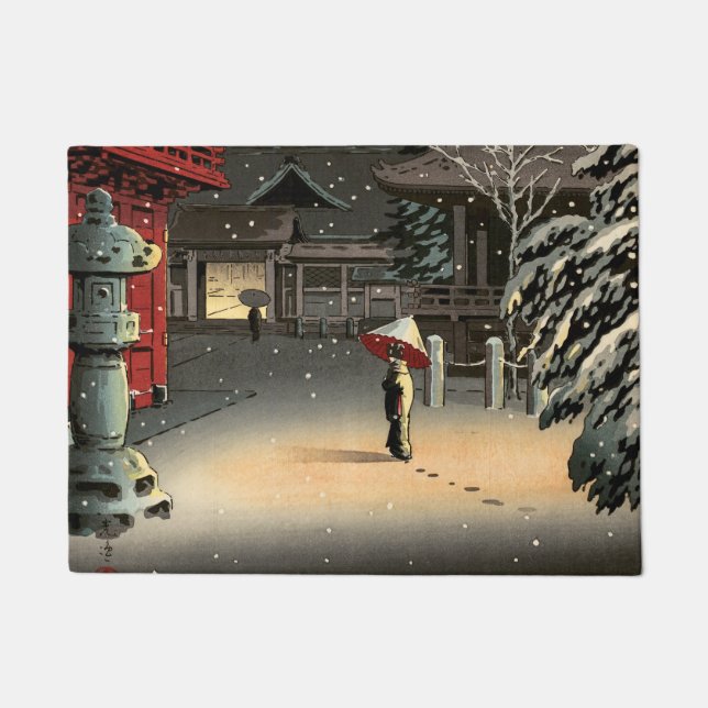 Paillasson Tsuchiya Koitsu - Neige au temple de Nezu (Devant)