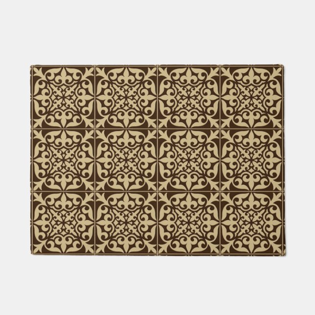 Paillasson Tuile marocaine - brun chocolat et beige (Devant)