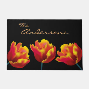 Paillasson Tulipes de perroquets oranges fières personnalisée