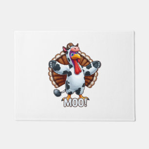 Paillasson Turquie En Costume De Vache, Moo Drôle Thanksgivin