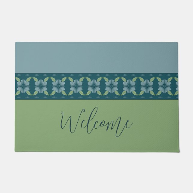 Paillasson Turquoise Et Bleu Avec Vert (Devant)