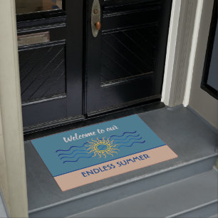 Paillasson Turquoise et kaki Porte de bienvenue d'été sans