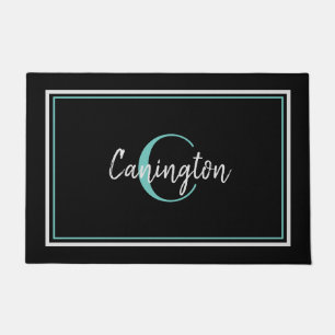 Paillasson Turquoise Monogramme et nom de famille Nouveau foy