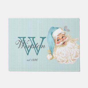 Paillasson Turquoise Santa Claus Monogramme Victorien Vintage
