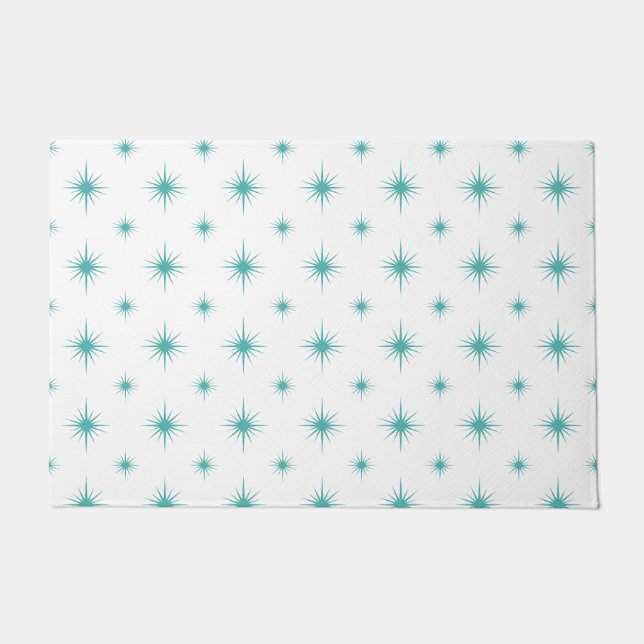 Paillasson Turquoise Starburst Motif Moderne du milieu du siè (Devant)