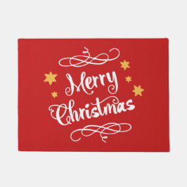 Paillasson Typographie blanche rouge moderne de Joyeux Noël