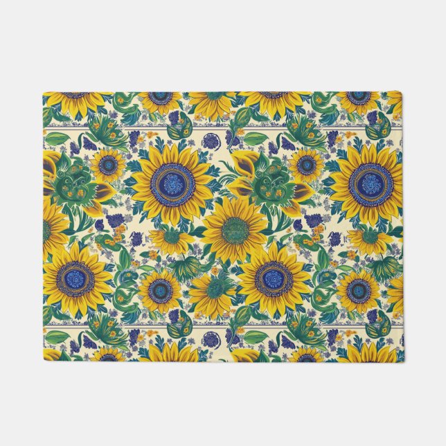 Paillasson Ukrainian folk art pattern. (Devant)