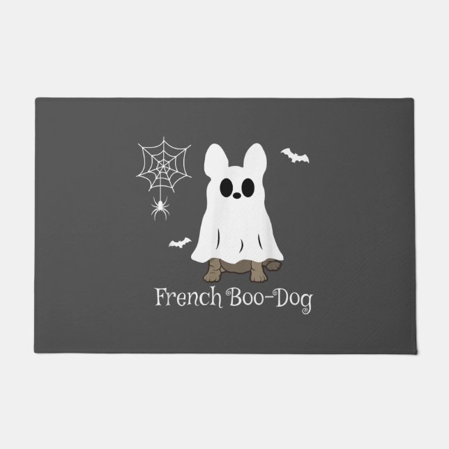 Paillasson Un chien de taureau français à Halloween (Devant)
