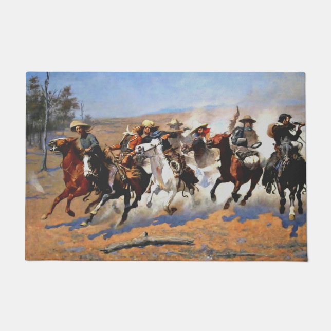 Paillasson Un Dash pour le Timber, peinture de Remington, (Devant)