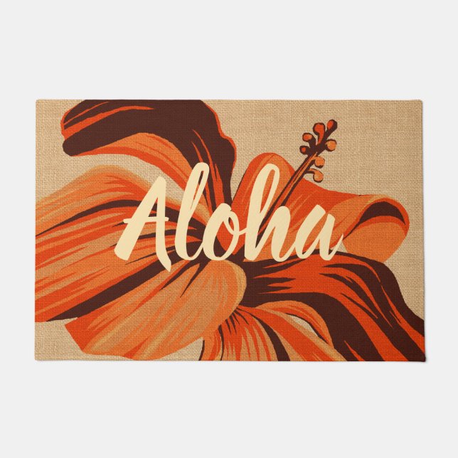 Paillasson Un Hibiscus Hawaïen Streaky Orange Aloha 2 (Devant)