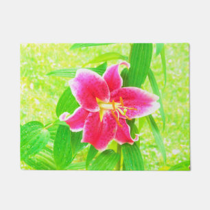 Paillasson Un stargazer rose assez profond Lily sur Lime Gree