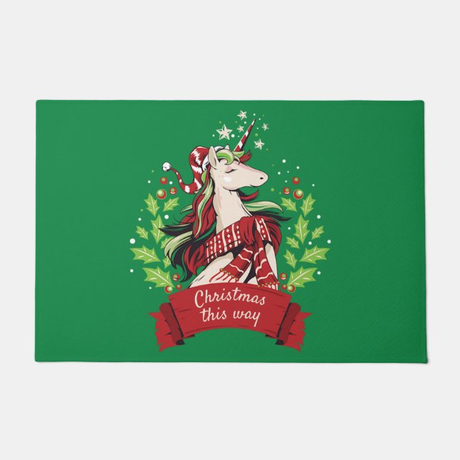 Paillasson Unicorne magique de Noël (Devant)