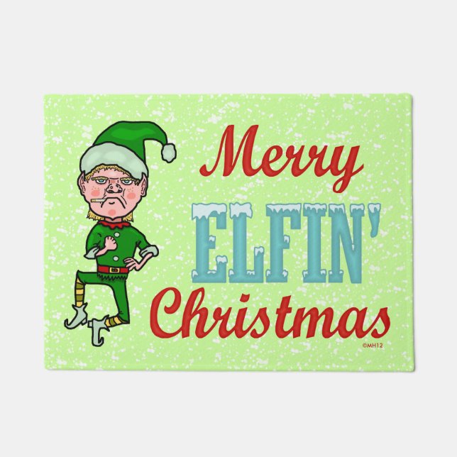 Paillasson Vacances fumistes Elf de Bah de Joyeux Noël (Devant)