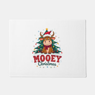 Paillasson Vache Highland génisse chapeau de Père Noël Mooey