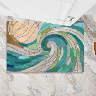 Paillasson Vague et lune de mosaïque