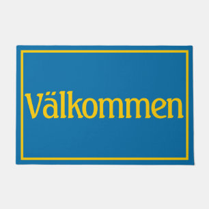 Paillasson Välkommen Bienvenue en couleurs du drapeau suédois