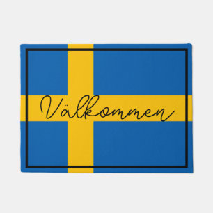 Paillasson Välkommen Famille Drapeau Suédois Personnalisé