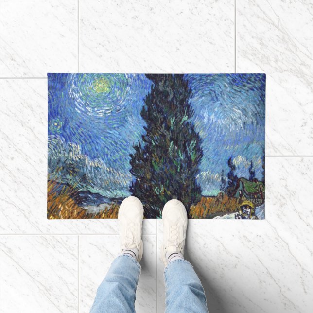 Paillasson Van Gogh Road Avec Cyprès Impressionnisme (Intérieur)