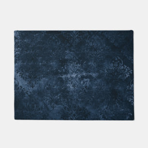 Paillasson Velvety Navy Damask Bleu foncé Grunge Baroque