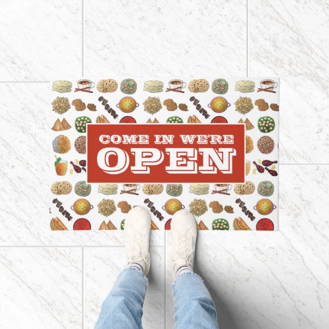 Paillasson Venez nous sommes Open Indian Restaurant Café Rest (Intérieur)