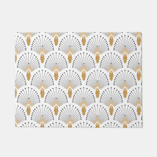 Paillasson Ventilateur blanc, or et noir Art déco Motif 