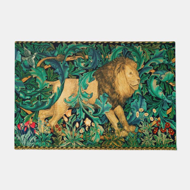 Paillasson VERDURE, ANIMAUX FORESTIERS LION Floral Doormat (Devant)