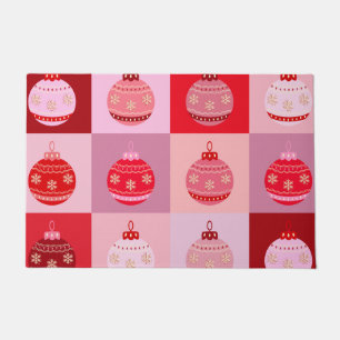 Paillasson Vérification De Noël - Ornements Roses Et Rouges À
