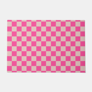 Paillasson Vérifier Coral Rose À damiers Motif Checkboard