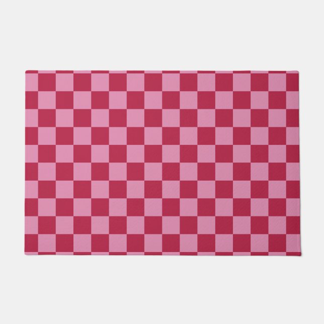 Paillasson Vérifier Motif Magenta Et Rose (Devant)