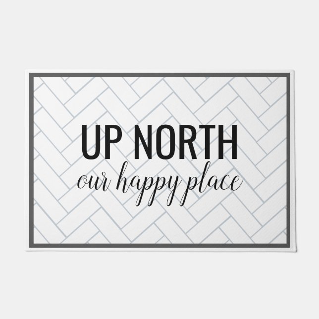 Paillasson Vers le Nord Notre Happy Place Chevron Carrelage (Devant)