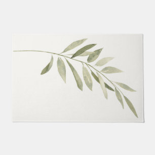 Paillasson Vert Botanique Moderne Boho Sage Aquarelle Feuille