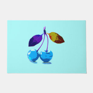 Paillasson Vibrant Bleu clair Cerises Pop Art