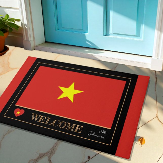 Paillasson Vietnam & Vietnamien Flag house mat/sports Welcome (Créateur téléchargé)