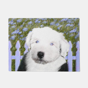 Paillasson Vieux anglais Sheepdog Puppy Peinture - Chien Art